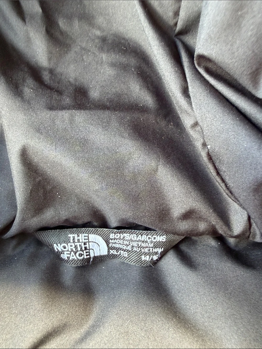 The North Face Kids Black, Gray & White Down Camo Puffer Jacket with Hood